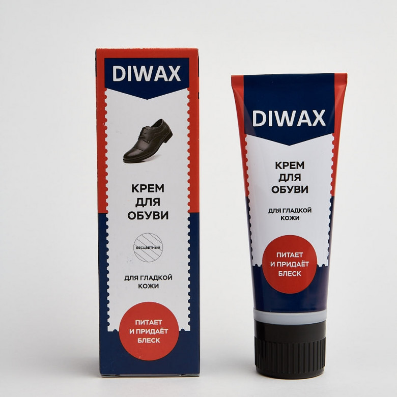 DIWAX Крем для обуви в тубе с губкой БЕСЦВЕТНЫЙ 75мл